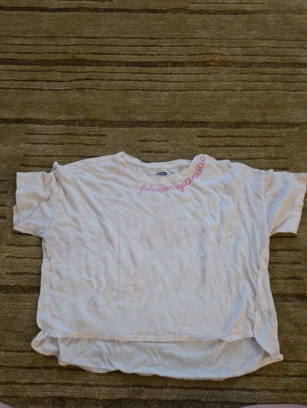 5/25 Old Navy Light Pink 'Forever Optimistic' Short Sleeve Tee Size 14 To 16..